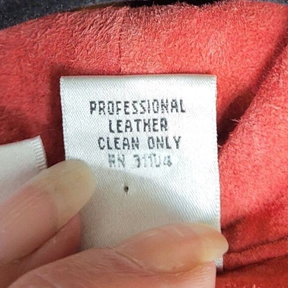 New Sage Leather Blazer Jacket  L Coral Lightweight Open One Button Shawl Collar - Picture 13 of 13